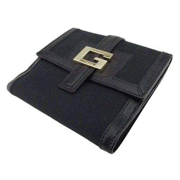 GUCCI W Hook Wallet G Mark Canvas x Leather Authentic USED - Picture 5 of 12